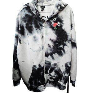 Tie Dyed Hoodie Sweatshirt XL Rose Limited Edition Blue Grey Gray White Full Zip